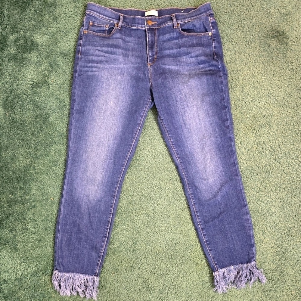 Loft Womens Denim‎ Jeans 14 Modern Skinny Raw Hem HIgh Rise 36 Waist Medium Wash
